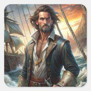 A Pirate from a Ship Square Sticker