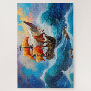 A Pirate Ship in a Wave of Water Jigsaw Puzzle