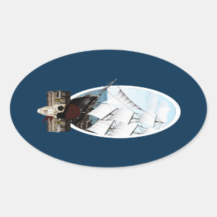 A Pirate Ship Oval Sticker