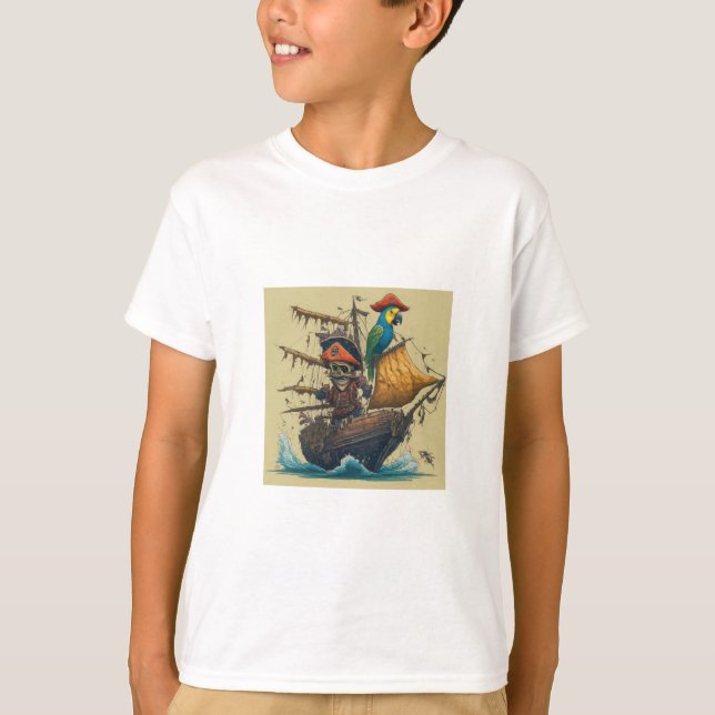 a pirate ship with a parrot T-Shirt (Front)