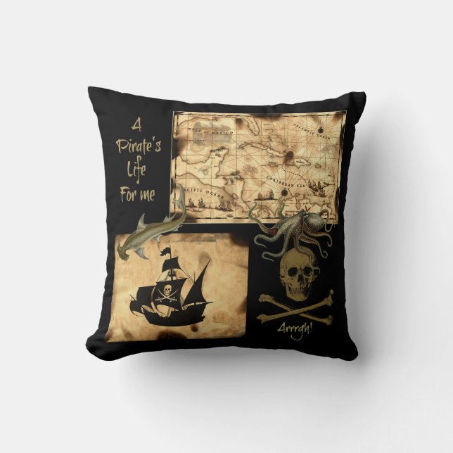 A Pirate's Life For Me Caribbean Treasure Map Cushion (Front)