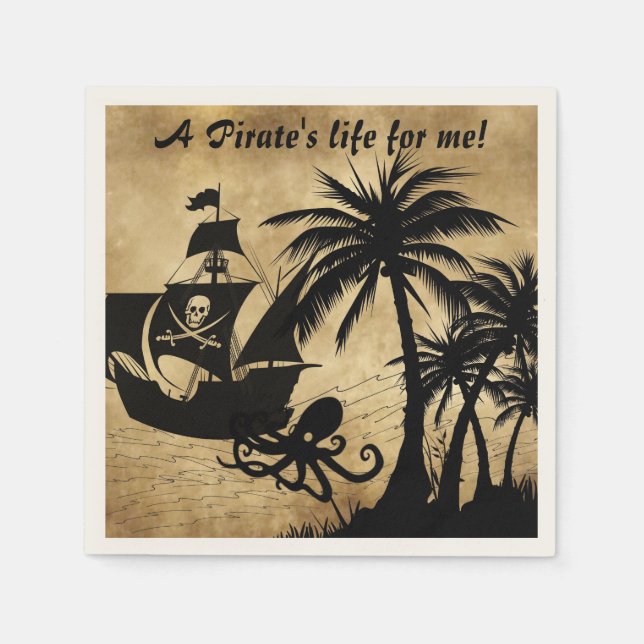 A Pirate's Life For Me Caribbean Treasure Map Napkin (Front)