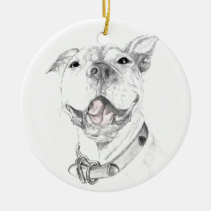A Pit Bull Smile Ceramic Tree Decoration