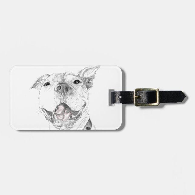 A Pit Bull Smile Luggage Tag (Front Horizontal)