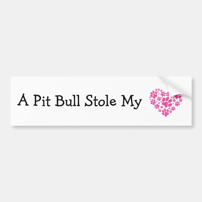 A Pit Bull Stole My Heart Bumper Sticker (Front)