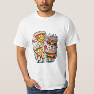 A pizza slice high-fiving a burger. T-Shirt