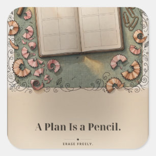 A Plan Is a Pencil Planner Desk Tee Square Sticker