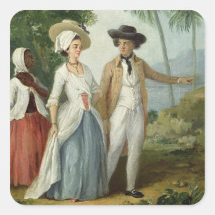 A Planter and his Wife, Attended by a Servant, c.1 Square Sticker
