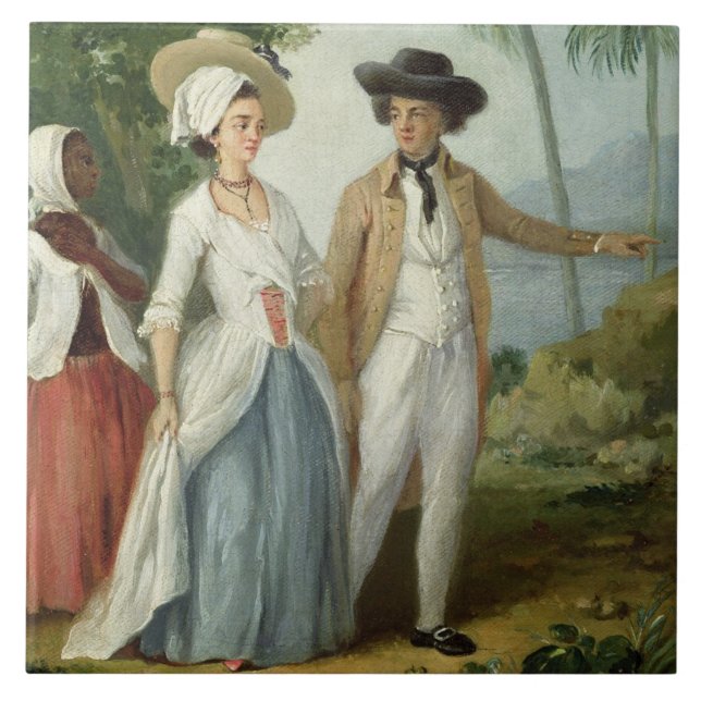 A Planter and his Wife, Attended by a Servant, c.1 Tile (Front)