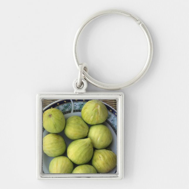 A plate of fresh Mediterranean Figs Key Ring (Front)