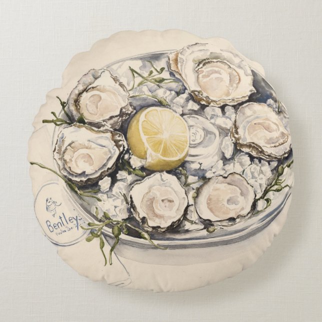 A Plate of Oysters 2012 Round Cushion (Front)
