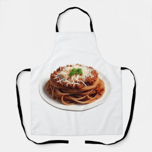 A Plate of Spaghetti Bolognese with Cheese on Top Apron