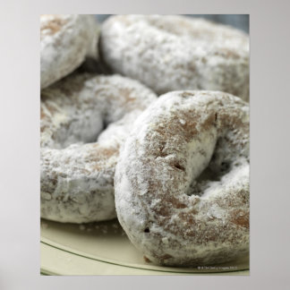 A plate of sugar doughnuts poster