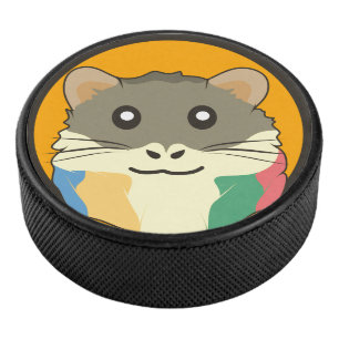 A playful and funny hamster hockey puck