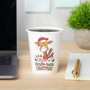 A playful christmas giraffe paper cups