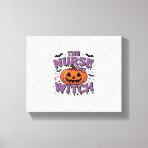 A playful design featuring a pumpkin witch with a  canvas print