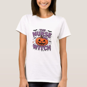 A playful design featuring a pumpkin witch with a T-Shirt