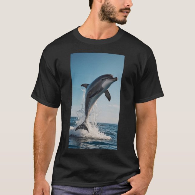 A playful dolphin jumping out of the water T-Shirt (Front)