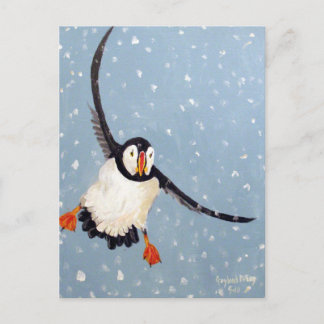 "A Playful Puffin" Vertical Postcard