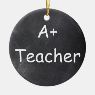 A Plus Teacher Chalkboard Design Gift Idea Ceramic Tree Decoration