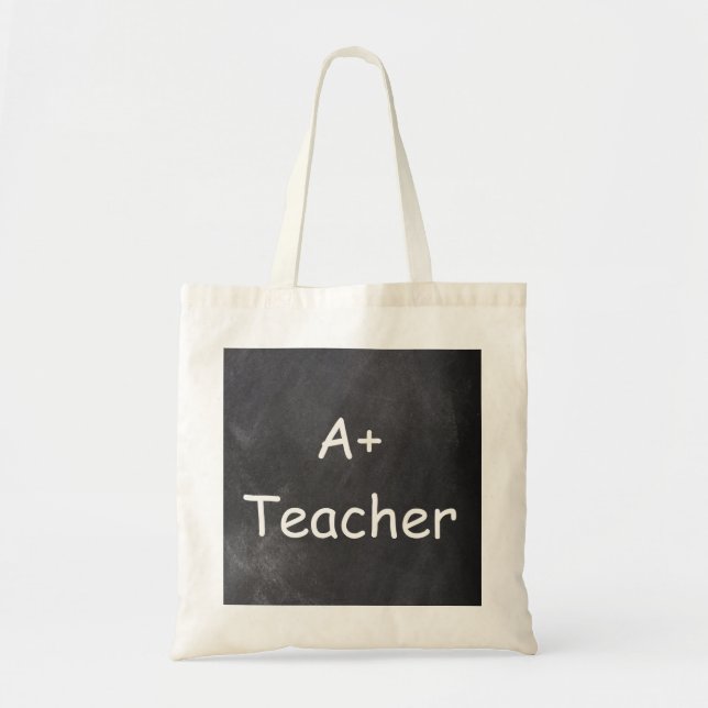 A Plus Teacher Chalkboard Design Gift Tote Bag (Front)