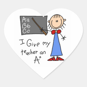 A Plus Teacher Heart Sticker