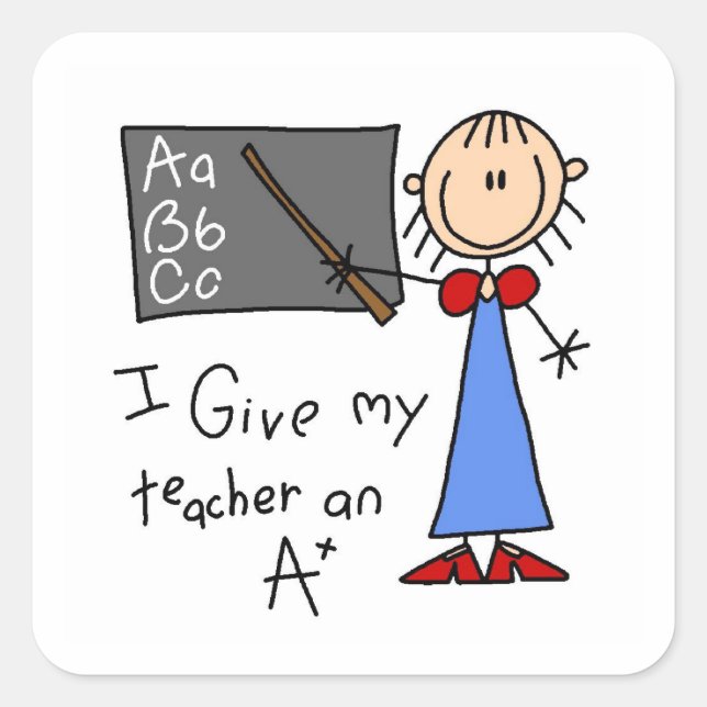 A Plus Teacher Square Sticker (Front)