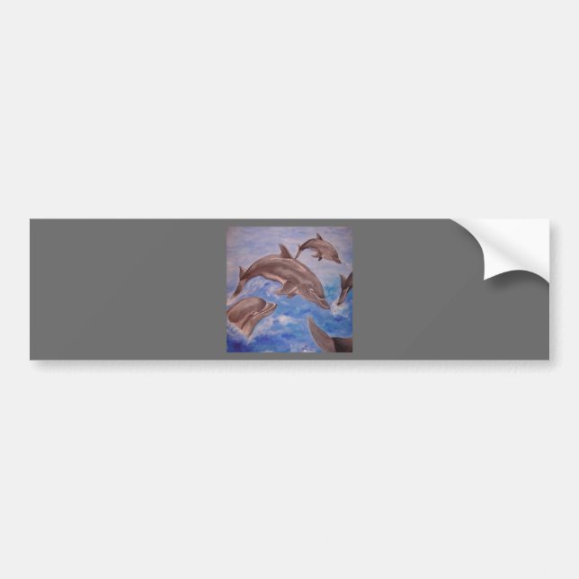 A Pod of Playful Jumping Dolphins Bumper Sticker (Front)