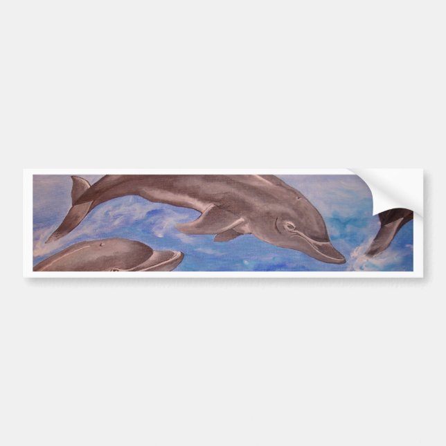 A Pod of Playful Jumping Dolphins Bumper Sticker (Front)