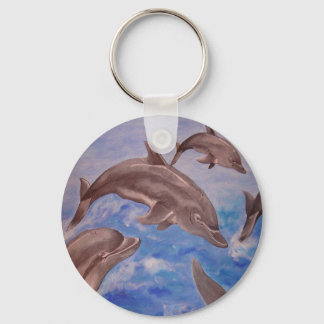 A Pod of Playful Jumping Dolphins Key Ring