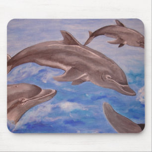 A Pod of Playful Jumping Dolphins Mouse Pad