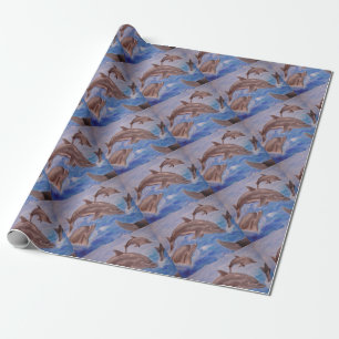 A Pod of Playful Jumping Dolphins Wrapping Paper