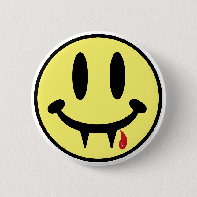 A pointy smile 6 cm round badge (Front)