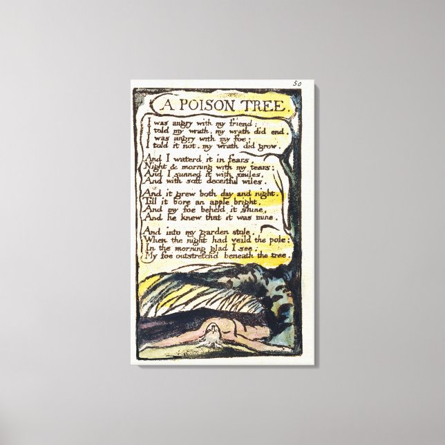 'A Poison Tree', plate 50 (Bentley 49) from 'Songs Canvas Print (Front)