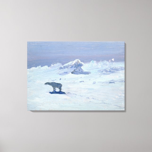 A Polar Bear Hunting in Moonlit Night, 1899 Canvas Print (Front)