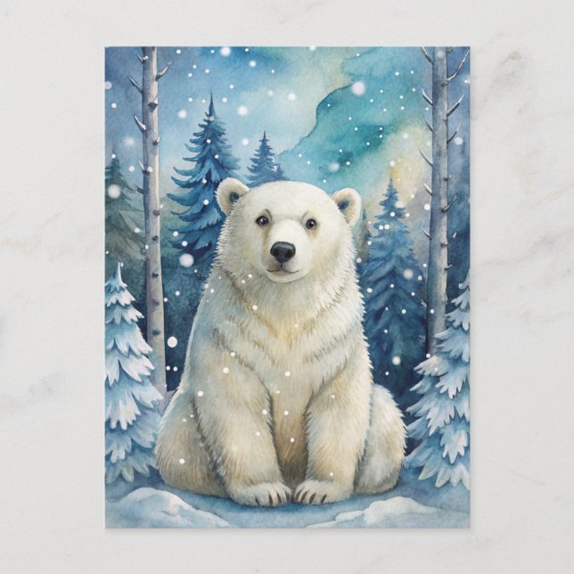 A Polar Bear in Winter Postcard (Front)
