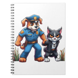 a police dog and a mean cat - humour notebook