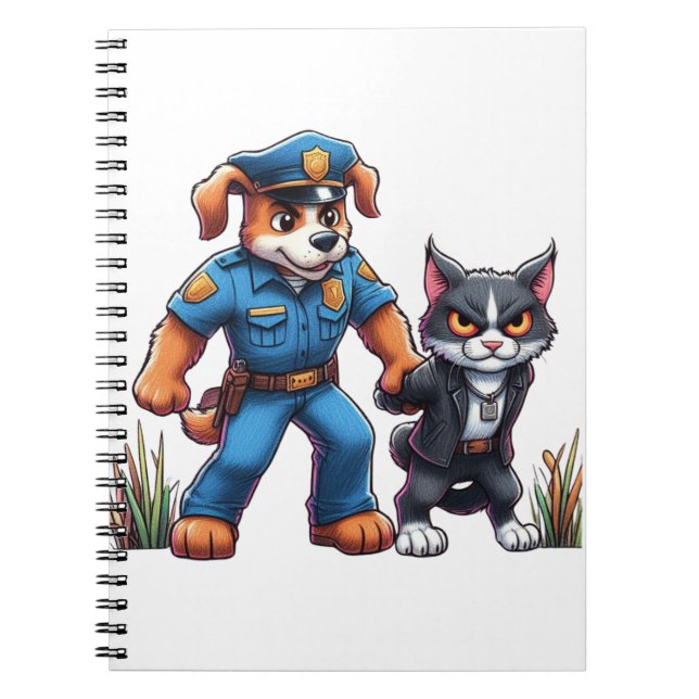 a police dog and a mean cat - humour notebook (Front)