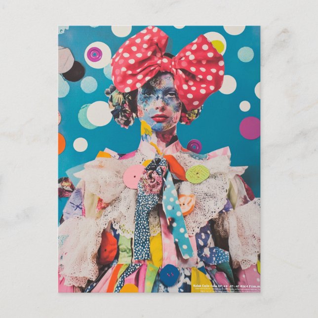 A Polka Dot Bow Fashion lady Collage Postcard (Front)