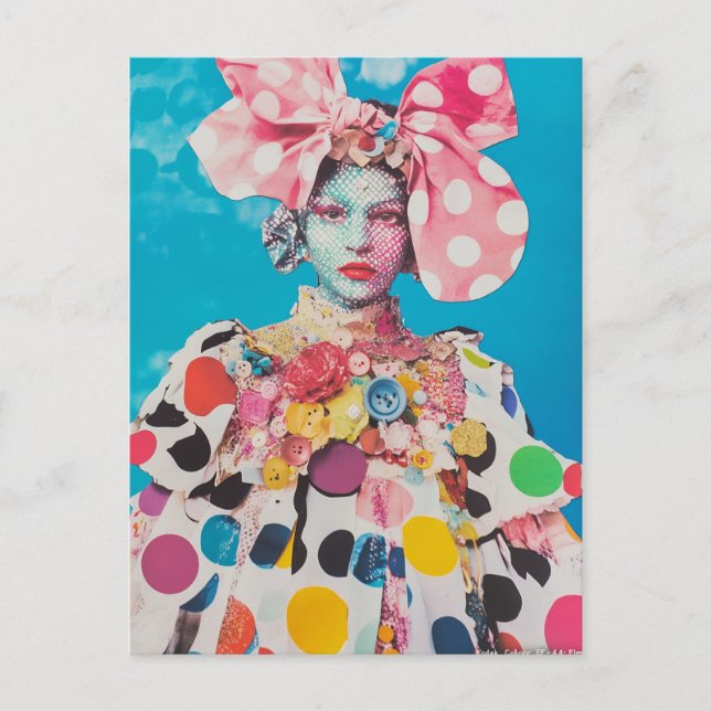 A Polka Dot Fashion lady Collage Postcard (Front)