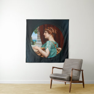 A Pompeian Lady by John William Godward Tapestry