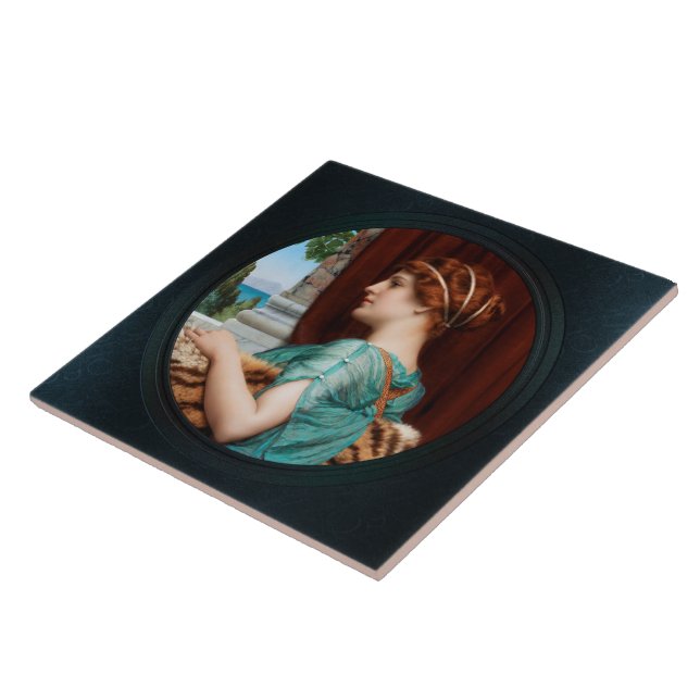 A Pompeian Lady by John William Godward Tile (Side)