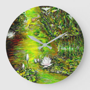 A Pond with Unpure Thoughts Large Clock