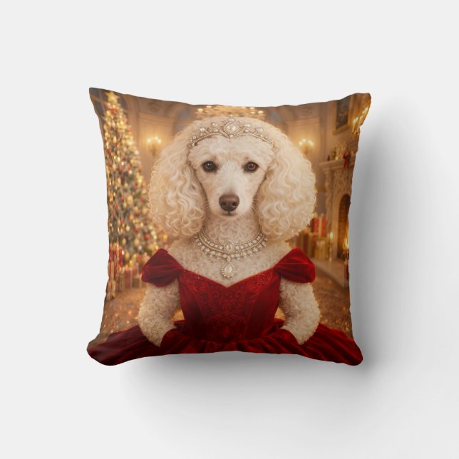 A Poodle Christmas Holiday  Cushion (Front)