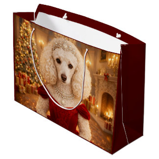 A Poodle Christmas Holiday Large Gift Bag