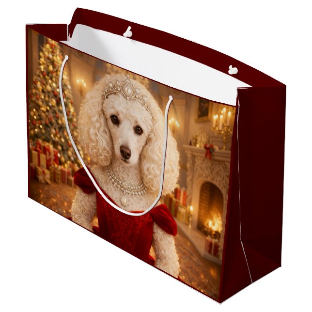 A Poodle Christmas Holiday  Large Gift Bag (Back Angled)