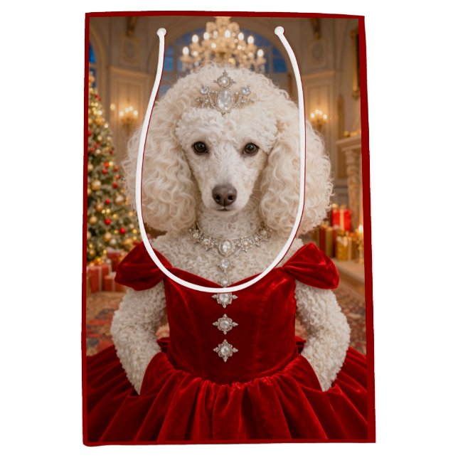 A Poodle Christmas Holiday  Medium Gift Bag (Front)