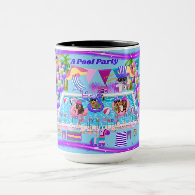 A Pool Party Happy Birthday Coffee Mug (Center)
