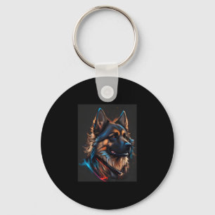 A portrait off an German shepherd dog Key Ring