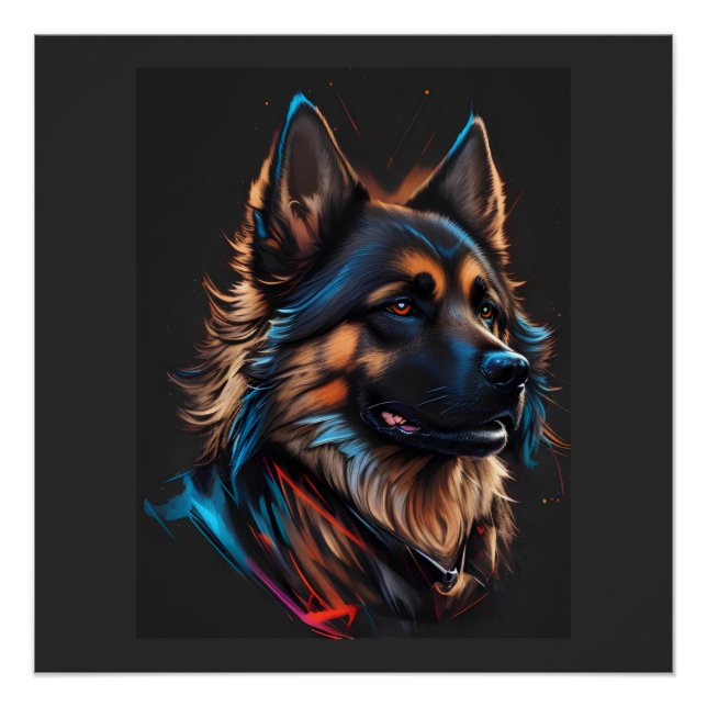 A portrait off an German shepherd dog   Poster (Front)